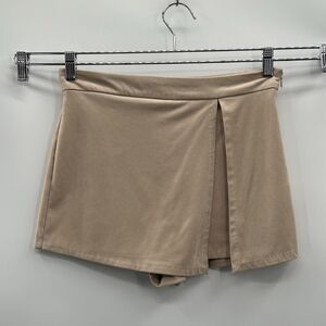 Forever 21 Khaki Faux Suede‎ Skort Women’s M (29) Side Zip Slit Y2K